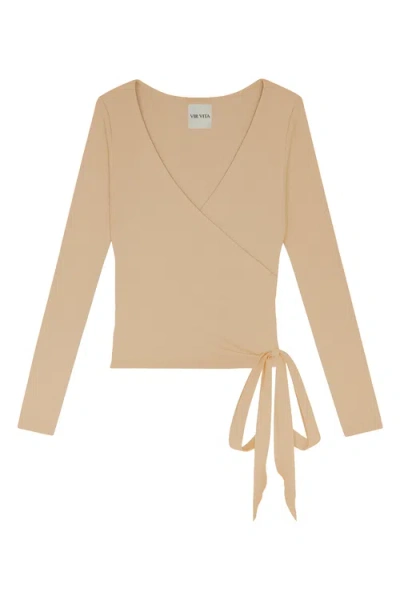 Vir Vita Margot Wrap Top In Brown