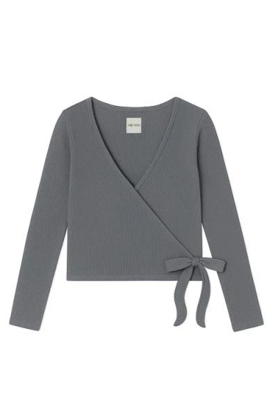Vir Vita Margot Wrap Top In Gray