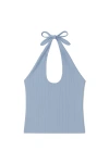Vir Vita Pauline Pointelle Halter Top In Blue