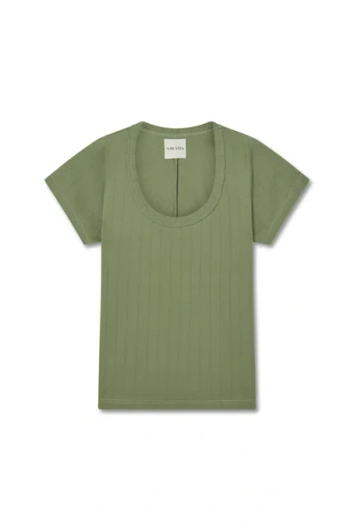 Vir Vita Pointelle Scoop Tee In Animal Print