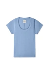 Vir Vita Pointelle Scoop Tee In Blue