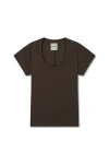 Vir Vita Pointelle Scoop Tee In Brown