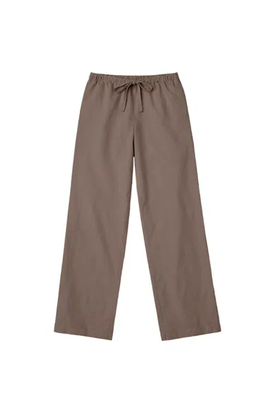 Vir Vita Siena Organic Cotton Poplin Pant In Brown