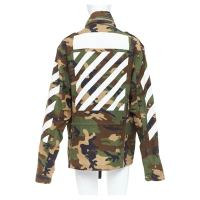 Pre-owned Virgil Abloh Off White  Green Camo Cotton White Logo Field Jacket M