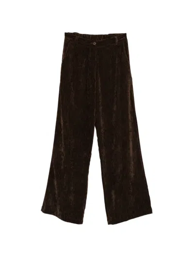 Virginia Bizzi Corduroy-effect Wide-leg Trousers In Black