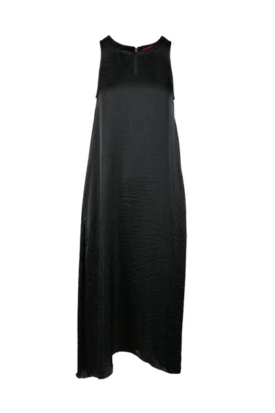 Virginia Bizzi Long Black Dress With Textured Fabric