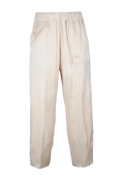 Virginia Bizzi Satin Cargo Pants - Cream In Neutral
