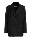 Virginia Bizzi Woman Blazer Black Size 12 Polyester, Viscose, Elastic Fibres