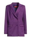 Virginia Bizzi Woman Blazer Plum Size 8 Polyester, Viscose, Elastic Fibres In Purple