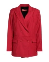 Virginia Bizzi Woman Blazer Red Size 4 Polyester, Viscose, Elastic Fibres In Red