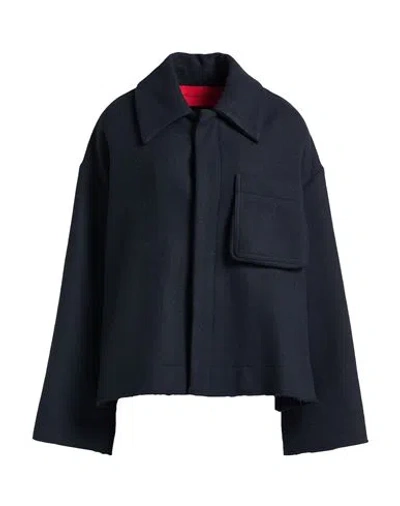 Virginia Bizzi Woman Jacket Midnight Blue Size 8 Wool, Polyester, Polyamide