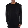 Viridi-anne Men's Black Wool Jersey Layerd T-shirt