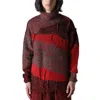 Viridi-anne Men's Red Reversible Grunge Sweater In Red