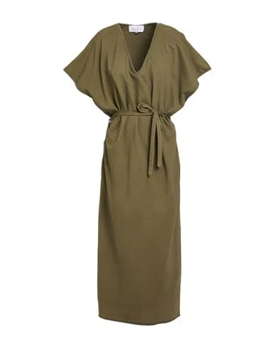 Virna Drò® Virna Drò Woman Maxi Dress Military Green Size 3 Cotton, Elastane