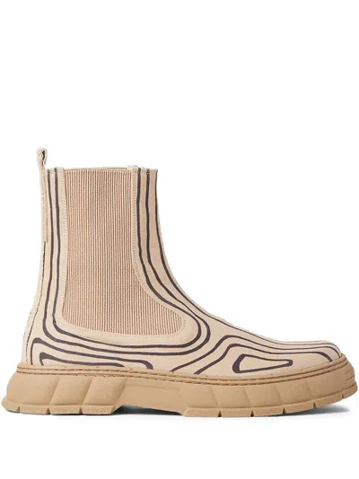 Viron Graphic-print Round-toe Boots In Neutral