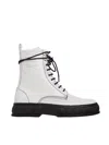 Viron Apple Faux Leather Combat Boots In White