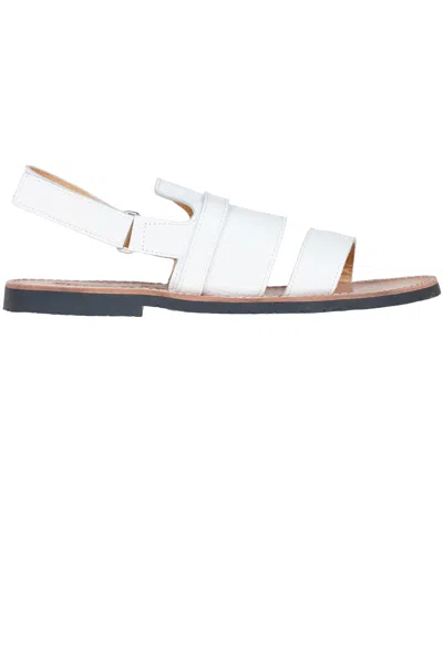 Virreina Grainy Leather Sandals In White