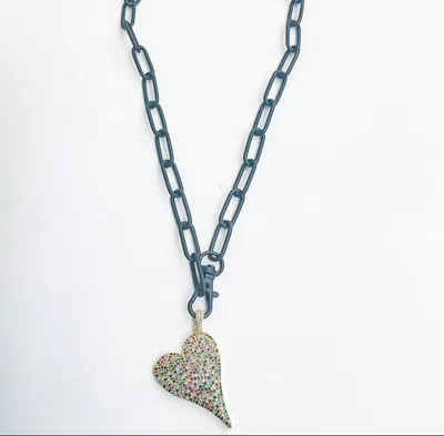 Virtue 18" Xl Heart Pendant Necklace In Black