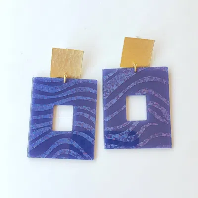 Virtue Acrylic Rectangle Earrings In Blue Zebra