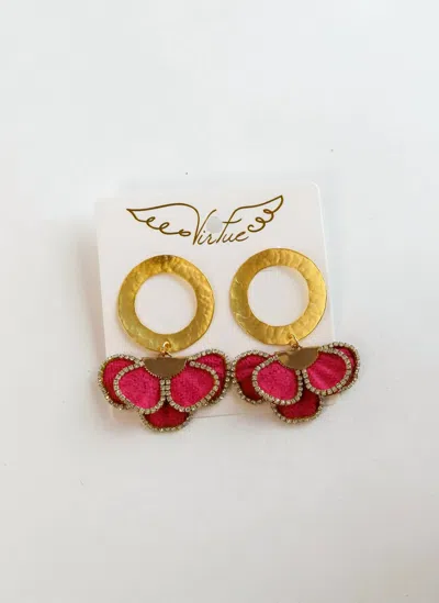 Virtue Jewelry Design Women's Hammered Circle With Flower Earrings