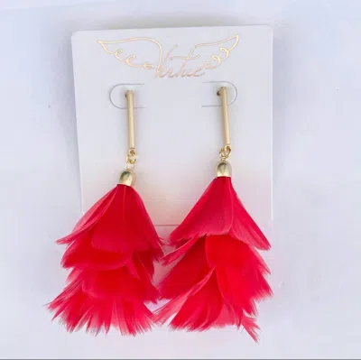 Virtue Pheasant Fan Earrings In Red
