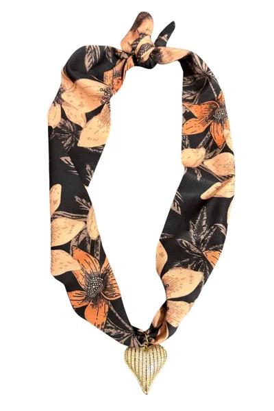 Virtue Women's Celeste Puff Heart Scarf Necklace In Black