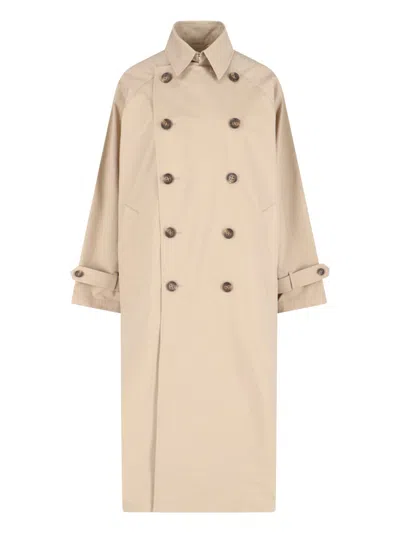Vis-a-vis Double-breasted Trench Coat In Beige