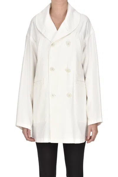 Vis-a-vis Oversized Cotton Caban In White