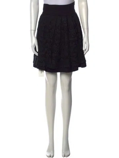 Pre-owned Vis-a-vis Lace Pattern Mini Skirt In Black