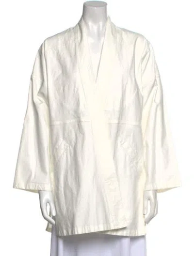 Pre-owned Vis-a-vis V-neck Long Sleeve Tunic In White