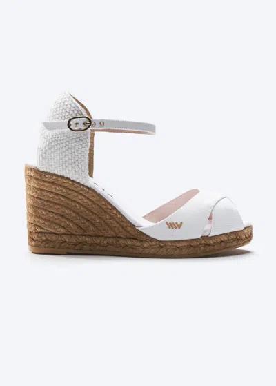 Viscata Aiguablava Canvas Espadrille Sandal Wedges In White