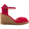 Viscata Aiguafreda Canvas Espadrille Sandal Wedges In Red