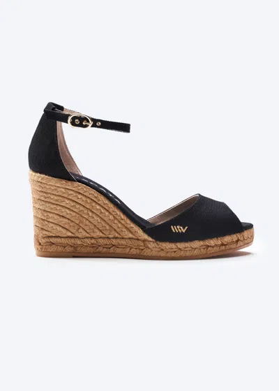 Viscata Aiguafreda Canvas Espadrille Sandal Wedges In Black