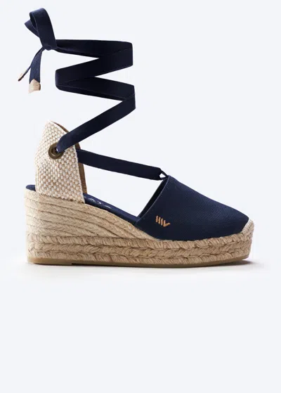 Viscata Bisbe Canvas Espadrille Platform Wedges In Black