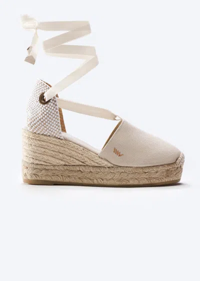 Viscata Bisbe Canvas Espadrille Platform Wedges In Neutral