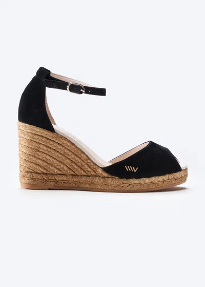 Viscata Caprubi Suede Espadrille Sandal Wedges In Black