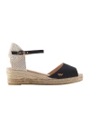 Viscata Sacova Canvas Espadrille Sandal Wedges In Black