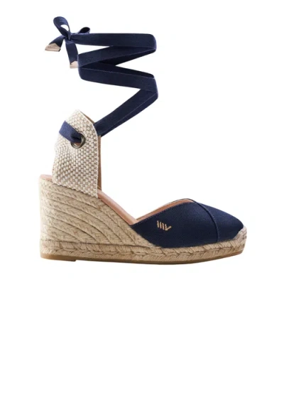 Viscata Culip Canvas Espadrille Wedges In Navy