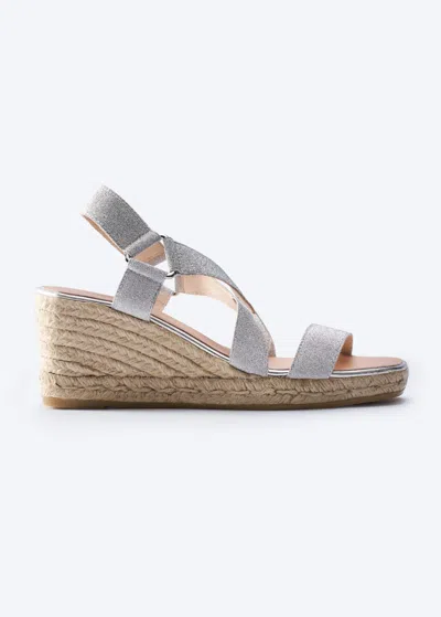 Viscata Dalia Elastic Espadrille Sandal Wedges In Silver