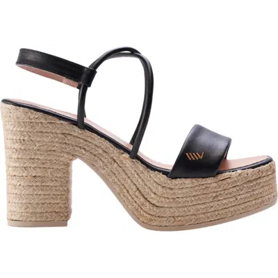 Viscata Elia Leather Espadrille Sandal Heels In Black