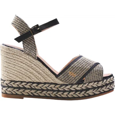 Viscata Empuria Canvas Espadrille Sandal Wedges In Black
