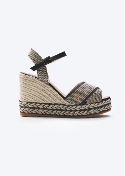Viscata Empuria Canvas Espadrille Sandal Wedges In Black