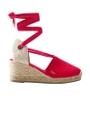 Viscata Escala Canvas Espadrille Wedges In Raspberry Red