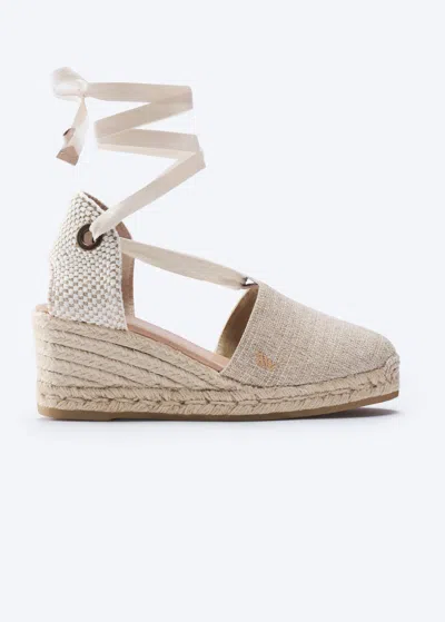 Viscata Escala Premium Fabrics Canvas Espadrille Wedges In Gold
