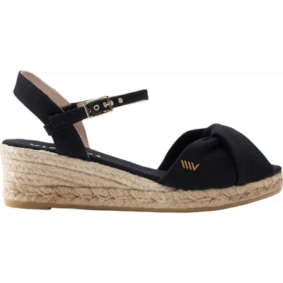 Viscata Farella Canvas Espadrille Sandal Wedges In Black