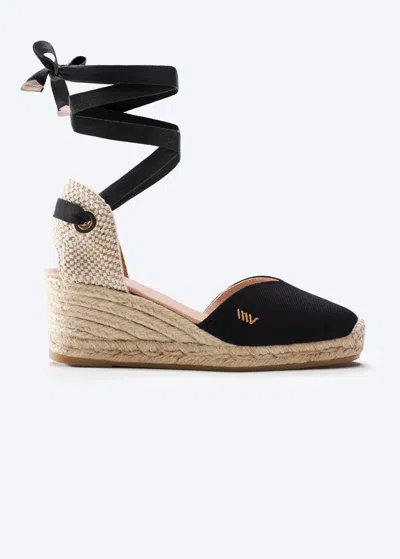 Viscata Gava Canvas Espadrille Wedges In Black