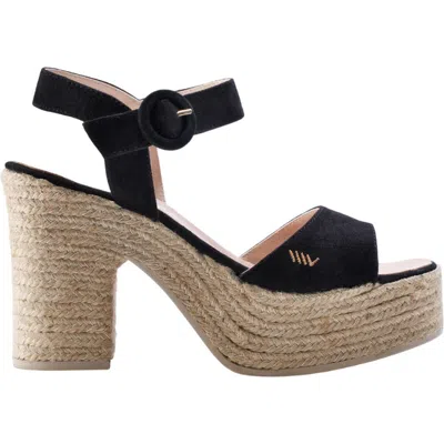 Viscata Jana Suede Espadrille Sandal Heels In Black