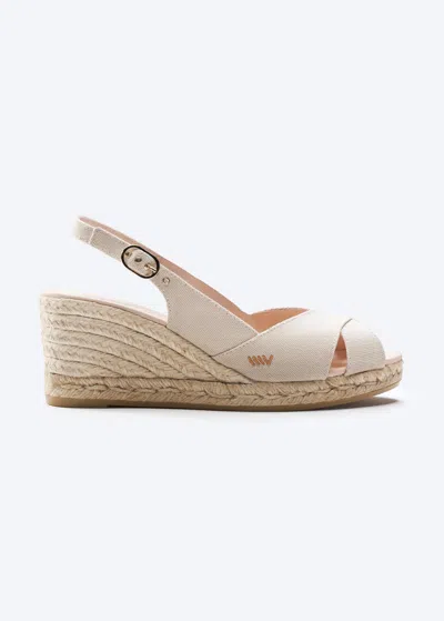 Viscata Llansa Canvas Espadrille Sandal Wedges In Beige