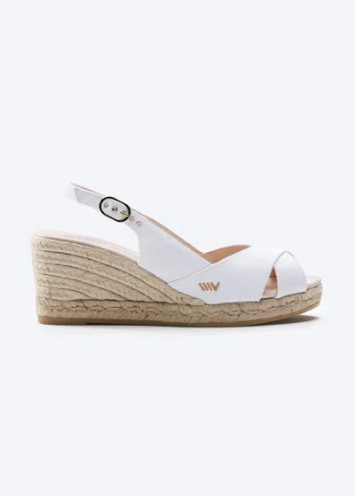 Viscata Llansa Canvas Espadrille Sandal Wedges In White