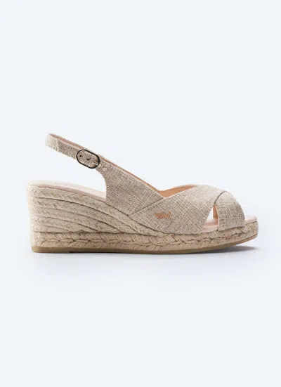 Viscata Llansa Premium Fabrics Canvas Espadrille Sandal Wedges In Silver